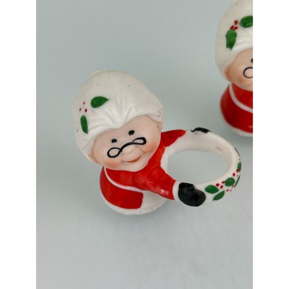 Vintage Set of 2 Mrs Claus Taper Candle Hugger Christmas Holiday Decoration Cute - Picture 3 of 14